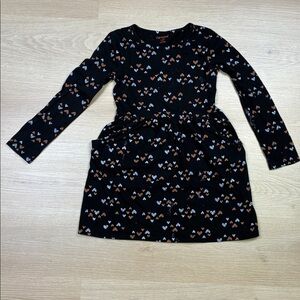 Cat & Jack Black Dress Orange White Heart Design Girl’s 7/8 PLAY CONDITION